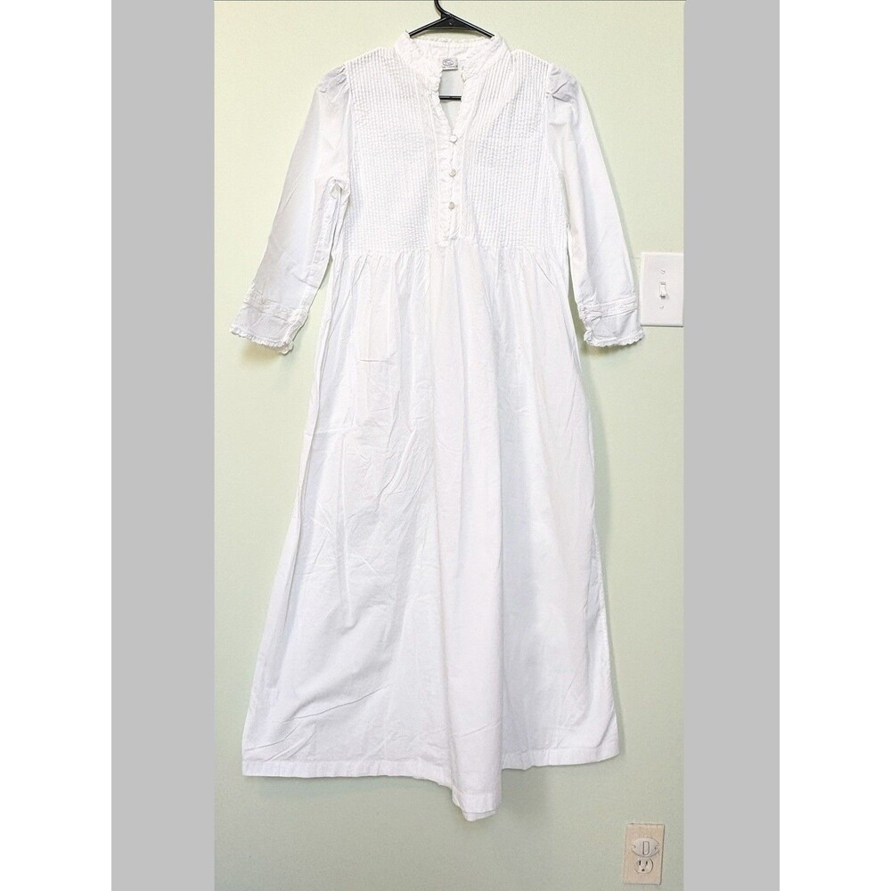 Thea Nightgown MED Pintuck Cotton Lace Luxury Long Cottagecore Victorian